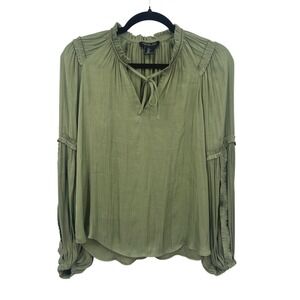 Ruffle Sleeve Earthy Boho Blouse Long‎ Sleeve S Olive Forest Fairy Romantic Top